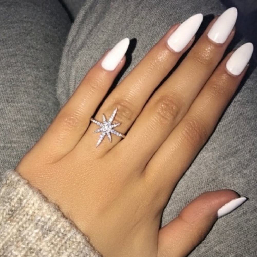 NEW 925 STERLING SILVER STAR SHOOTING DIAMOND RING
